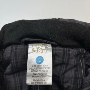 Boys Lily & Dan, fleece lined wadded jacket / coat, EUC, size 1,  