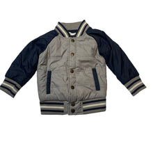 Load image into Gallery viewer, Boys Pumpkin Patch, grey &amp; navy jacket / coat, mark back left cuff, FUC, size 2,  