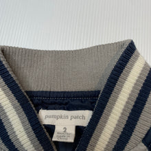 Load image into Gallery viewer, Boys Pumpkin Patch, grey &amp; navy jacket / coat, mark back left cuff, FUC, size 2,  