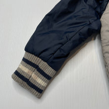 Load image into Gallery viewer, Boys Pumpkin Patch, grey &amp; navy jacket / coat, mark back left cuff, FUC, size 2,  