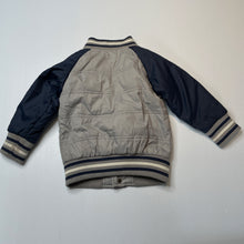 Load image into Gallery viewer, Boys Pumpkin Patch, grey &amp; navy jacket / coat, mark back left cuff, FUC, size 2,  