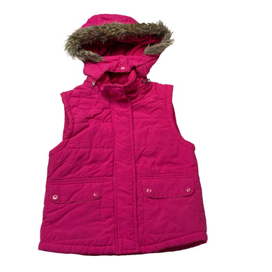 Girls Lily & Dan, pink vest / sleeveless jacket, detachable hood, GUC, size 5,  