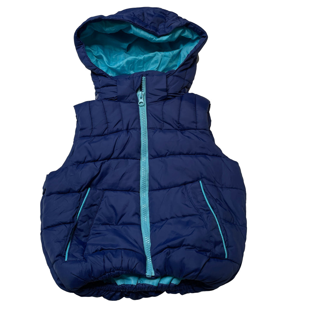 Boys Lily & Dan, blue puffer jacket / vest, detachable hood, EUC, size 3,  
