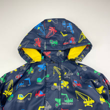 Load image into Gallery viewer, Boys Korango, fleece lined waterproof jacket / coat, diggers, EUC, size 3,  