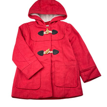 Load image into Gallery viewer, Girls Pumpkin Patch, red duffle coat / jacket, marks back left sleeve, FUC, size 5,  