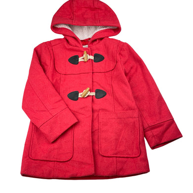 Girls Pumpkin Patch, red duffle coat / jacket, marks back left sleeve, FUC, size 5,  