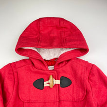 Load image into Gallery viewer, Girls Pumpkin Patch, red duffle coat / jacket, marks back left sleeve, FUC, size 5,  