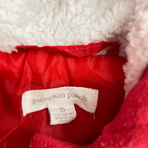 Girls Pumpkin Patch, red duffle coat / jacket, marks back left sleeve, FUC, size 5,  