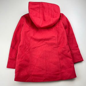 Girls Pumpkin Patch, red duffle coat / jacket, marks back left sleeve, FUC, size 5,  