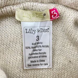 Girls Lily & Dan, reversible faux fur / wool blend hooded vest, GUC, size 3,  