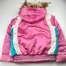Load image into Gallery viewer, Girls L.Brenn, double zip ski/snow jacket, detachable snow skirt, *light discolouration, left pocket zipper broken*, FUC, size 8,  