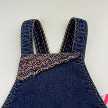 Load image into Gallery viewer, Girls Billieblush, embroidered stretch knit denim overalls dress, NEW, size 3, L: 47cm