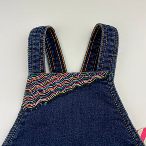 Girls Billieblush, embroidered stretch knit denim overalls dress, NEW, size 3, L: 47cm