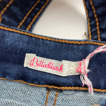 Load image into Gallery viewer, Girls Billieblush, embroidered stretch knit denim overalls dress, NEW, size 3, L: 47cm