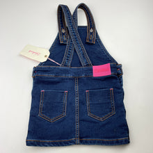Load image into Gallery viewer, Girls Billieblush, embroidered stretch knit denim overalls dress, NEW, size 3, L: 47cm