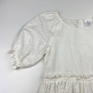 Girls Target, lined broderie cotton dress, EUC, size 7, L: 68cm
