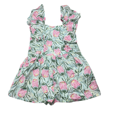 Girls Milkshake, floral linen / cotton summer playsuit, EUC, size 5,  