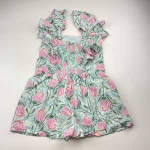 Girls Milkshake, floral linen / cotton summer playsuit, EUC, size 5,  