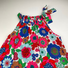 Load image into Gallery viewer, Girls Cotton On, colourful floral viscose/linen summer dress, GUC, size 4, L: 58cm