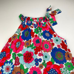 Girls Cotton On, colourful floral viscose/linen summer dress, GUC, size 4, L: 58cm