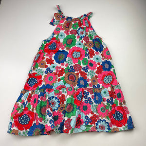 Girls Cotton On, colourful floral viscose/linen summer dress, GUC, size 4, L: 58cm