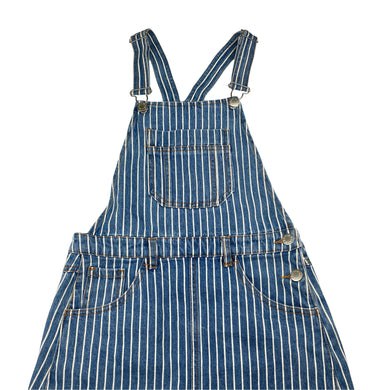Girls Target, stripe denim overalls dress / pinafore, EUC, size 10, L: 70cm