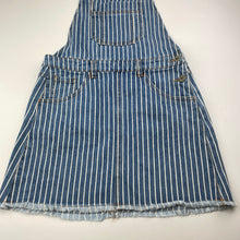 Load image into Gallery viewer, Girls Target, stripe denim overalls dress / pinafore, EUC, size 10, L: 70cm