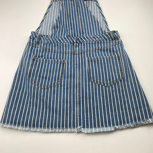 Girls Target, stripe denim overalls dress / pinafore, EUC, size 10, L: 70cm