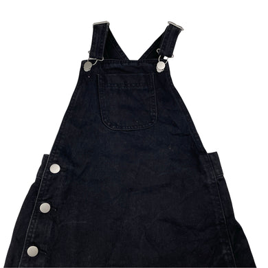 Girls Anko, black denim overalls dress / pinafore, GUC, size 10, L: 69cm