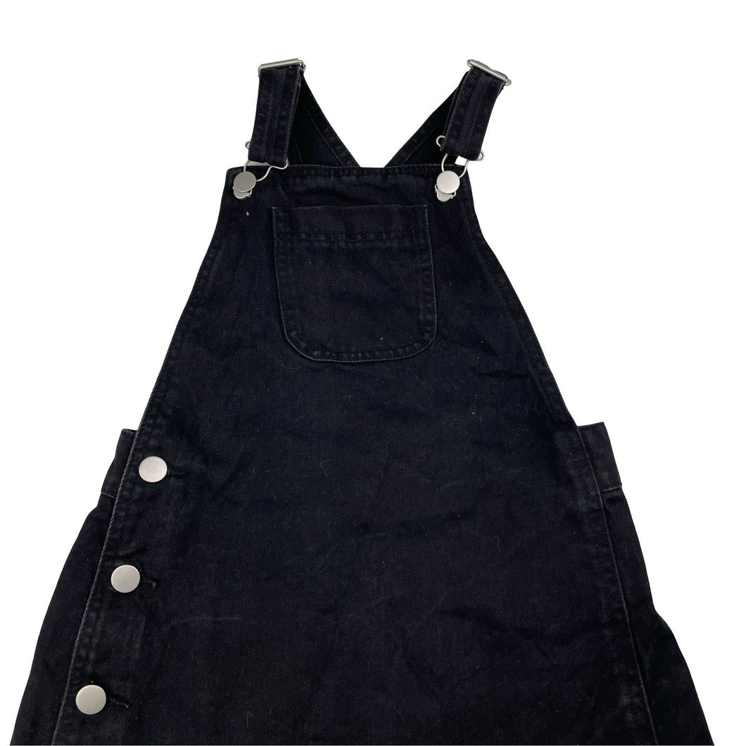 Girls Anko, black denim overalls dress / pinafore, GUC, size 10, L: 69cm