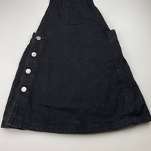 Load image into Gallery viewer, Girls Anko, black denim overalls dress / pinafore, GUC, size 10, L: 69cm