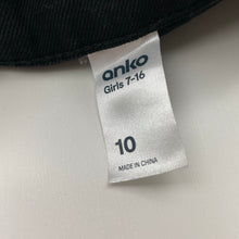 Load image into Gallery viewer, Girls Anko, black denim overalls dress / pinafore, GUC, size 10, L: 69cm