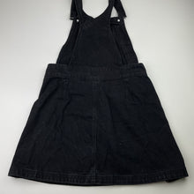 Load image into Gallery viewer, Girls Anko, black denim overalls dress / pinafore, GUC, size 10, L: 69cm