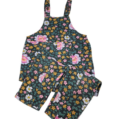 Girls Cotton On, KIP & Co x Cotton On floral cotton overalls, wash fade, FUC, size 6,  