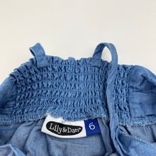 Load image into Gallery viewer, Girls Lily &amp; Dan, blue lyocell summer dress, EUC, size 6, L: 61cm