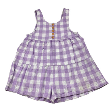 Girls Cotton On, purple check shortalls, FUC, size 4,  