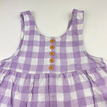 Load image into Gallery viewer, Girls Cotton On, purple check shortalls, FUC, size 4,  