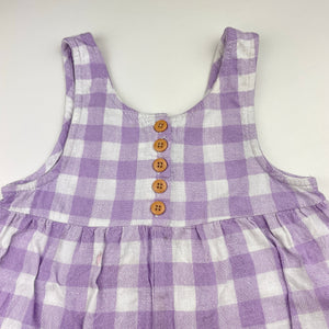 Girls Cotton On, purple check shortalls, FUC, size 4,  