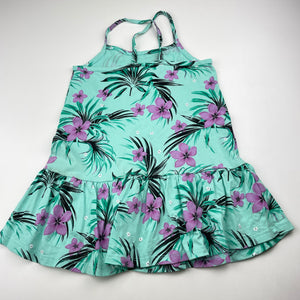 Girls Mango, floral cotton dress, marks on front, FUC, size 3, L: 51cm