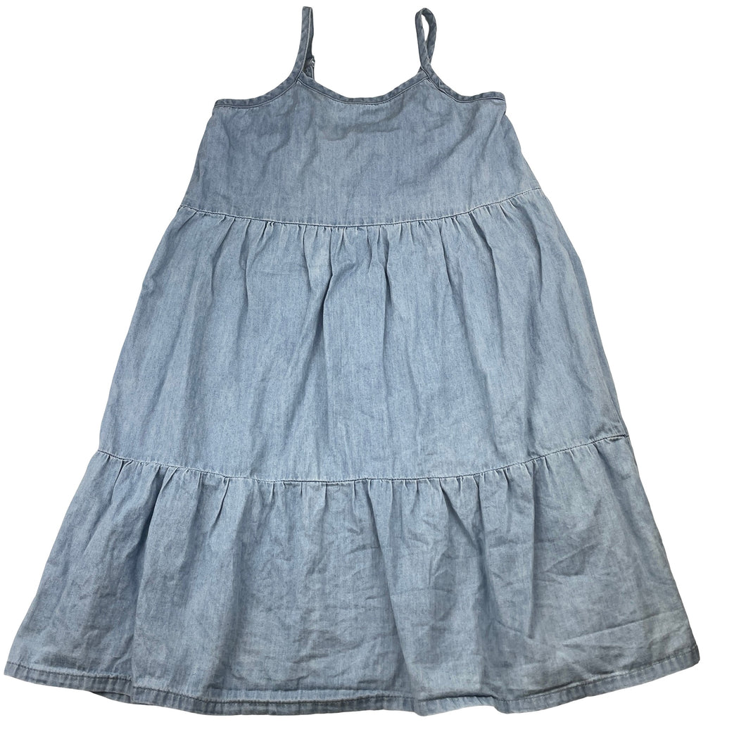 Girls Lily & Dan, chambray cotton summer dress, GUC, size 5-6, L: 65cm