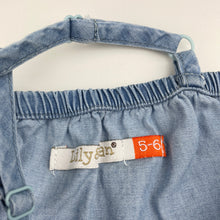 Load image into Gallery viewer, Girls Lily &amp; Dan, chambray cotton summer dress, GUC, size 5-6, L: 65cm