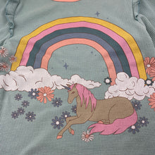 Load image into Gallery viewer, Girls Cotton On, waffle long sleeve pyjama top, unicorn, FUC, size 10,  