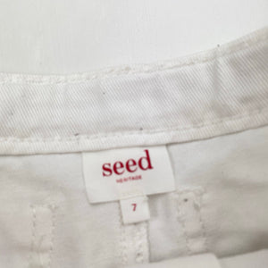 Girls Seed, white denim skirt, adjustable, L: 29cm, FUC, size 7,  