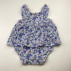 Girls Jack & Milly, floral organic cotton blend romper, FUC, size 0,  