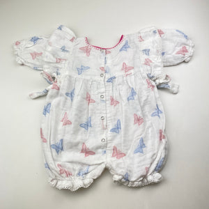 Girls TUKU TUKU, cotton romper, butterflies, GUC, size 000,  