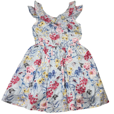Girls David Jones, lined lightweight floral cotton dress, GUC, size 6, L: 63cm