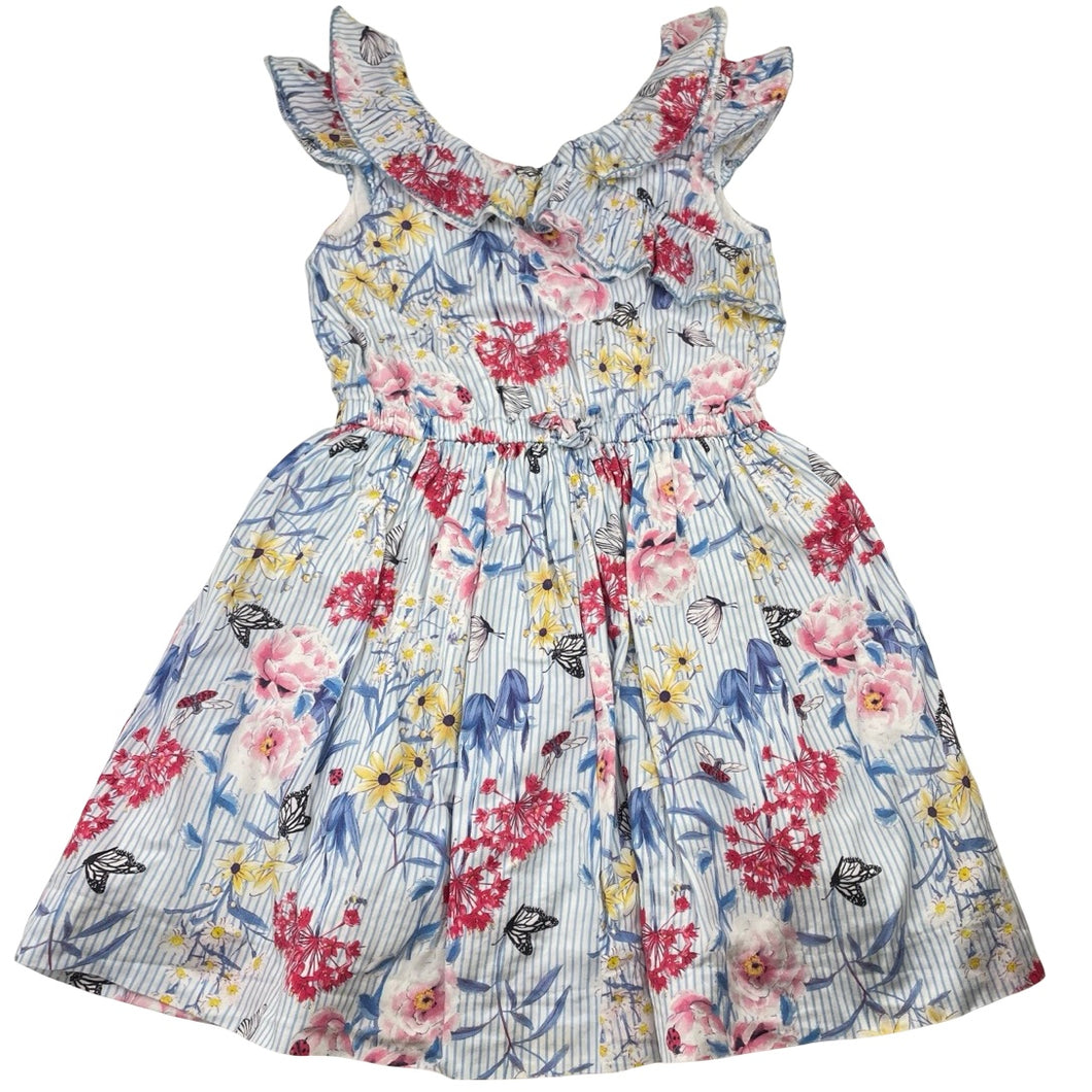 Girls David Jones, lined lightweight floral cotton dress, GUC, size 6, L: 63cm