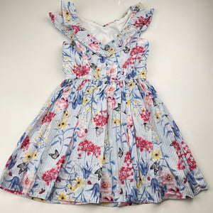 Girls David Jones, lined lightweight floral cotton dress, GUC, size 6, L: 63cm