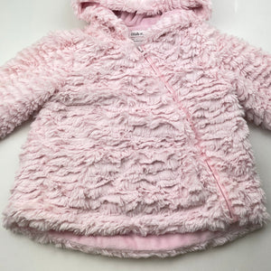 Girls Ollie's Place, fleece lined faux fur hooded jacket, EUC, size 1,  