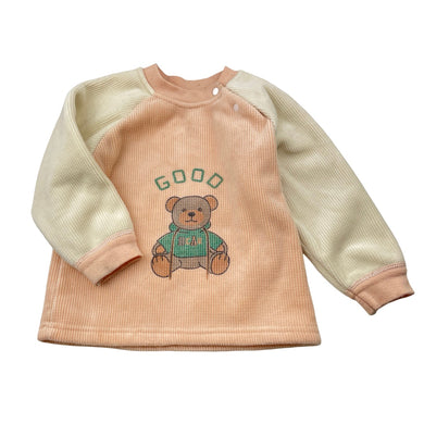 Girls fleece lined, soft feel long sleeve top, marks on cuffs, FUC, size 0-1,  